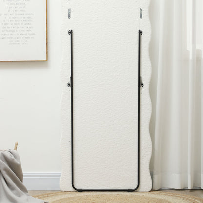 HOMCOM Ganzkörperspiegel 160 x 60 cm Gewölbter Standspiegel mit Wellendesign Bruchsichere Glas Weiß