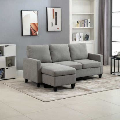 HOMCOM Ecksofa mit Schlaffunktion, 3-Sitzer-Sofa mit Bettkasten und Kissen, Eckcouch, L-Form Couch, Stoffbezug, Grau