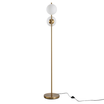 HOMCOM Stehlampe Stehleuchte Standleuchte 2-teiliger Glas-Lampenschirm, Stahl+Glas, 39 x 28 x 165cm (Golden+Weiß)