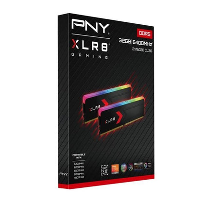 Memory Kit - PNY - XLR8 Gaming EPIC-X RGB DDR5 - 32GB (2x16GB) - 6400MHz - CL36 - For Desktop Computer