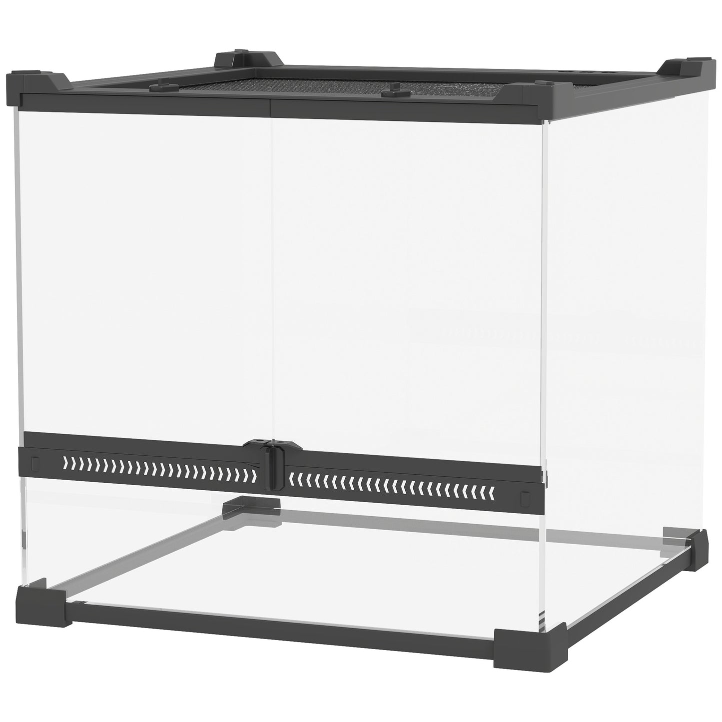 PawHut Glas-Terrarium für Reptilien, erhöhter &amp; wasserdichter Boden, Knopfschloss