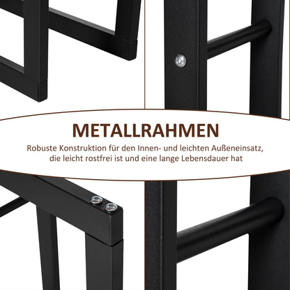 HOMCOM Kaminholzregal Metall 60 x 25 x 100 cm Brennholzregal Stapelhilfe Stahlrahmen bis 100kg Kaminholzunterstand Outdoor Holzregal Feuerholzregal für Garten Terrasse Außen Schwarz