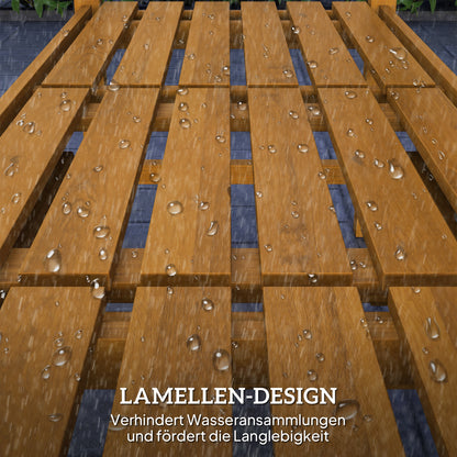 Outsunny 2-Sitzer Gartenbank Holz, wetterfest Sitzbank mit Rücken- & Armlehnen 320kg belast 149x56,5x89cm, Teak