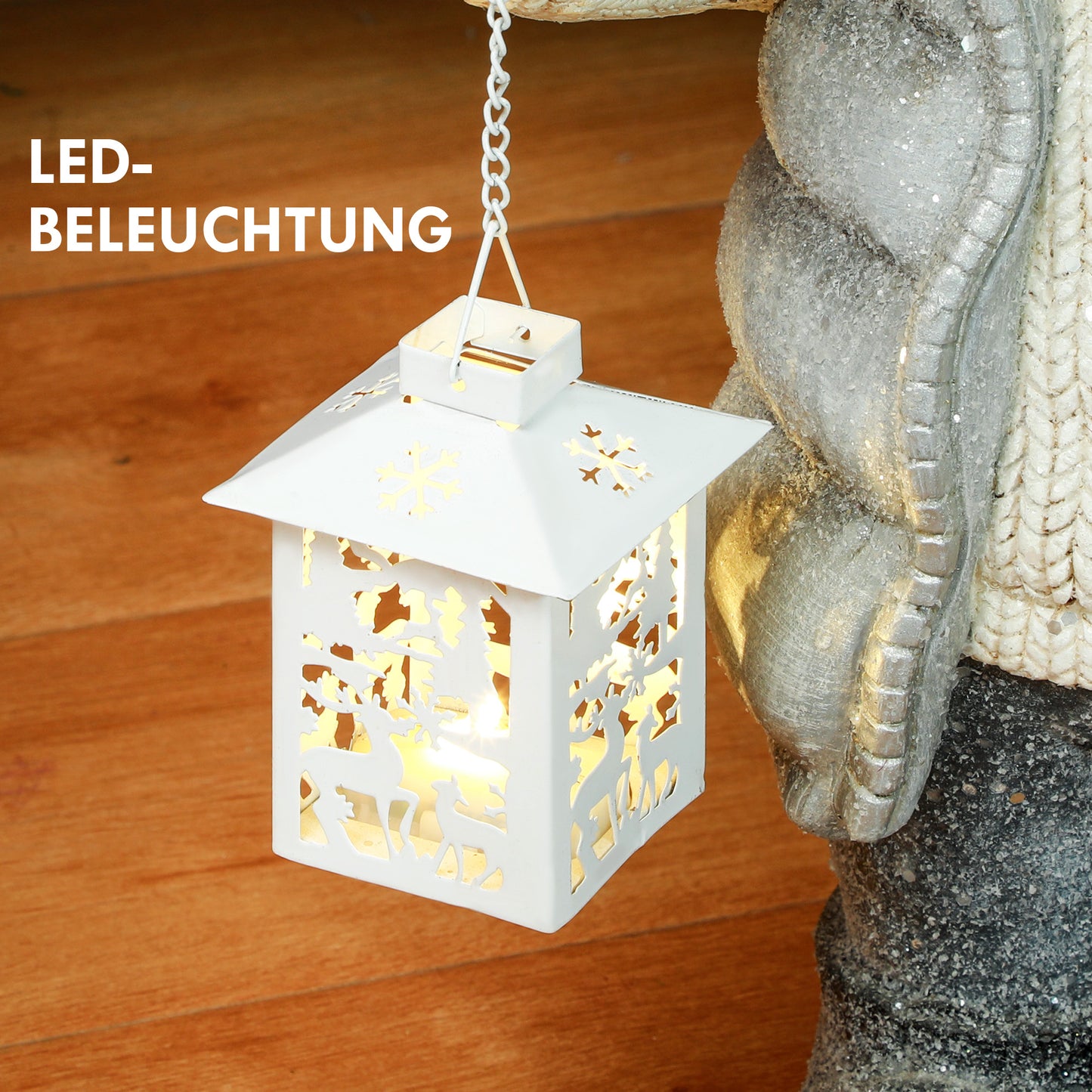 HOMCOM Weihnachtsdeko, Rentier mit Laterne, LED, batteriebetrieben, 25,5 x 19,5 x 52 cm