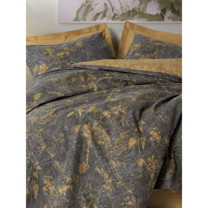 Bedding set - 1 duvet cover 220 x 240 cm + 2 pillowcases 60 x 60 cm - 100% cotton - Mustard
