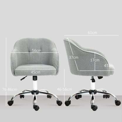 HOMCOM Homeoffice Stuhl, Ergonomisch Schreibtischstuhl mit Wippfunktion, Teddysamtoptik 56 x 61 x 86 cm Grau