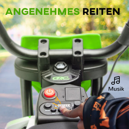 AIYAPLAY Elektro-Motorrad für Kinder, 12V Kindermotorrad mit Musik, Kinderfahrzeug mit Trainingsrädern, 3-6 Jahre, Grün