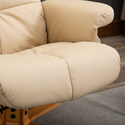 HOMCOM Relaxsessel Massagesessel mit Fußhocker Stauraum Liegefunktion Fernsehsessel mit Massagefunktion TV Sessel 145°-Neigung Polyester Cremeweiß 80 x 86 x 99 cm