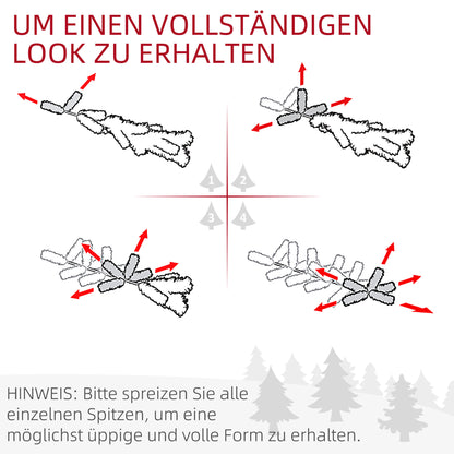 HOMCOM Weihnachtsbaum Kunsttanne künstlicher Christbaum, inkl. Standfuß, LED´s, 2,1 m, 1 Weihnachtsstern, Grün