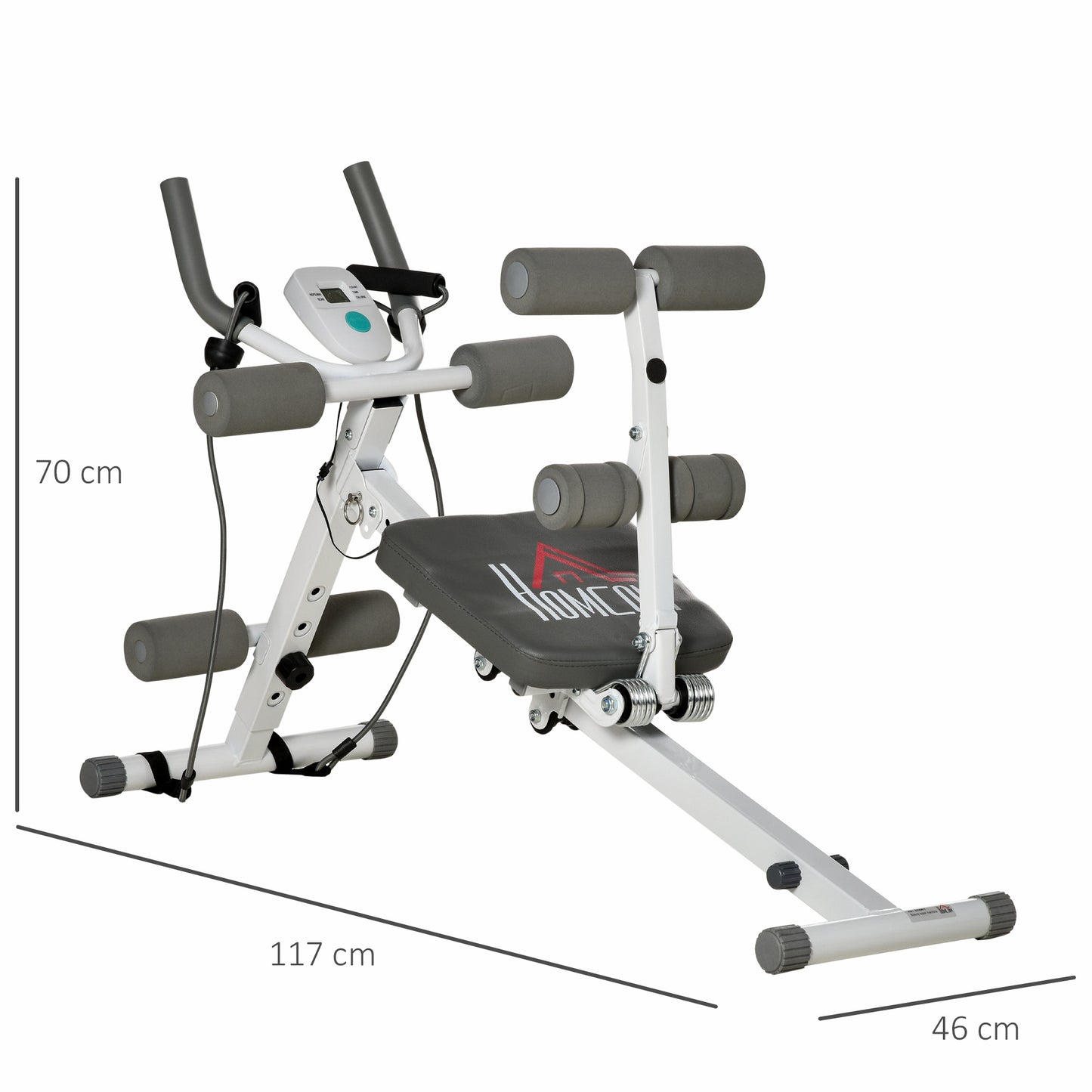 HOMCOM 2-in-1 Trainingsgerät für Sit-ups, mit LCD-Monitor, Fitness-Gerät für Zuhause, Stahl, Kunstleder