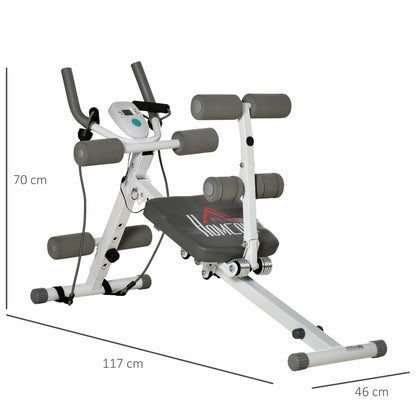 HOMCOM 2-in-1 Trainingsgerät für Sit-ups, mit LCD-Monitor, Fitness-Gerät für Zuhause, Stahl, Kunstleder