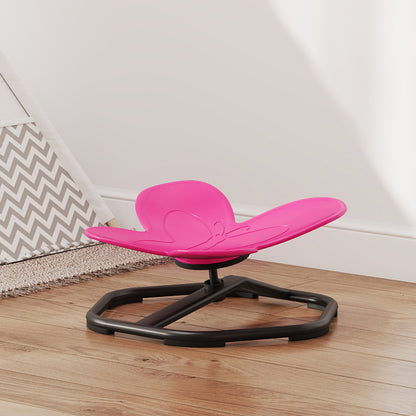 AIYAPLAY Sensorischer Drehstuhl für Kinder, Schmetterlings-Form, fördert Balance und Koordination, Kunststoff, Metall, Rosa