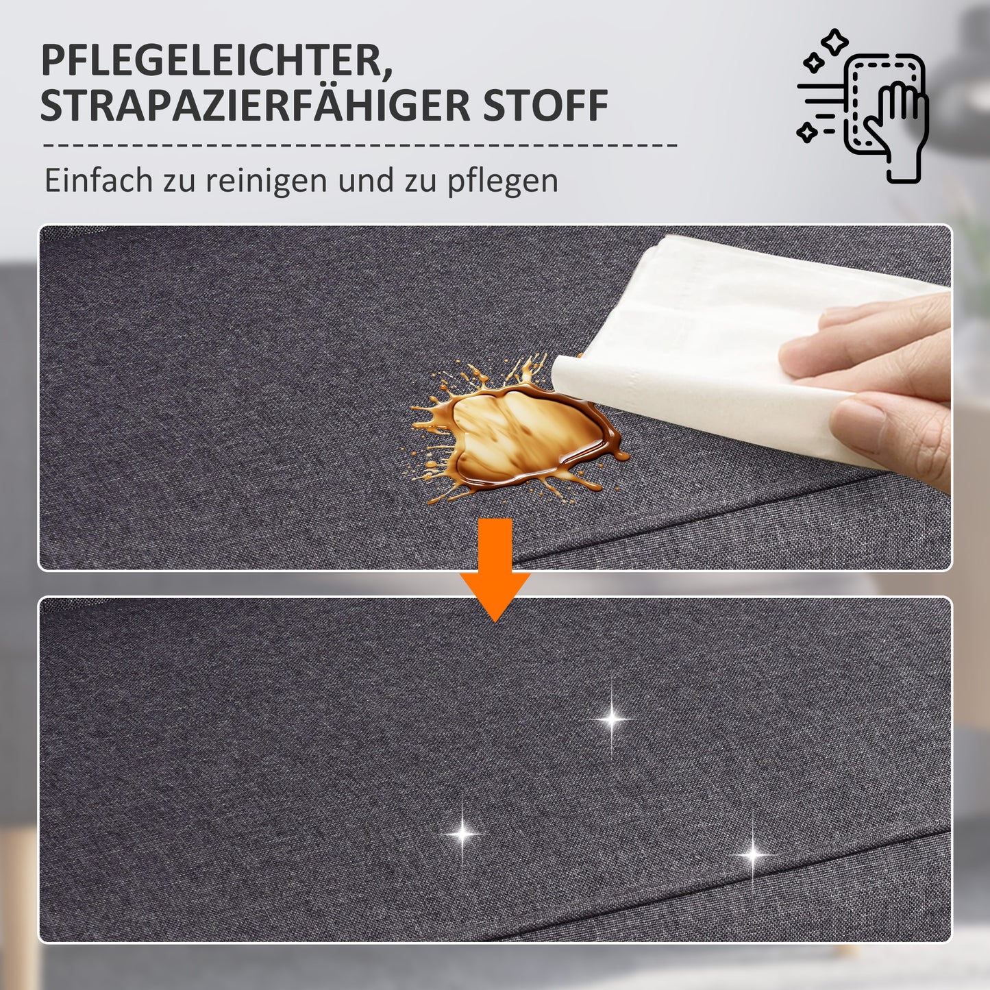 HOMCOM 2-Sitzer Sofa, weiche Polsterung, pflegeleichter Bezug, bis 150 kg, 117 x 56,5 x 77 cm, Dunkelgrau