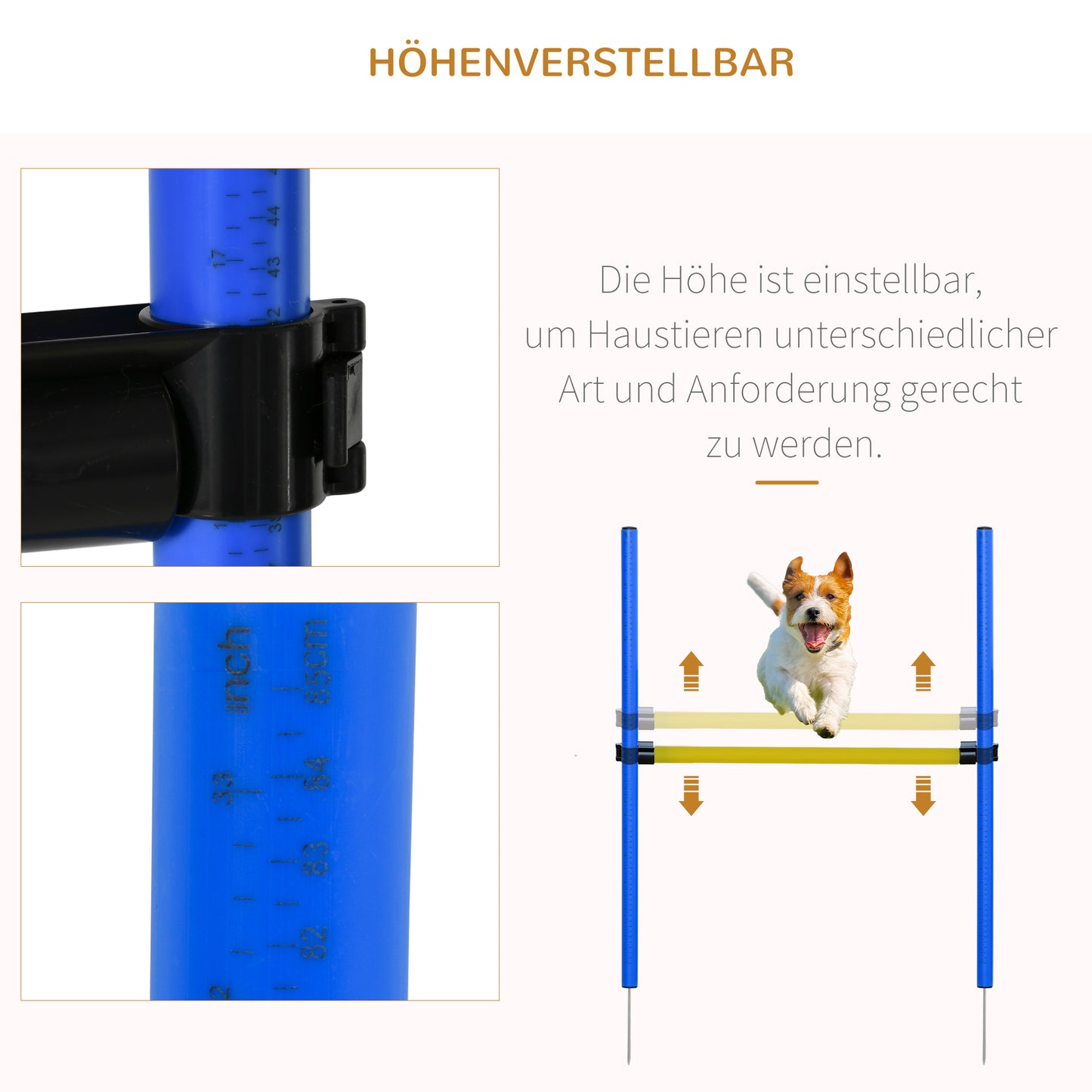 PawHut Agility Set Hunde 5-teiliges Agility-Ausrüstung für Hundetraining Steckhürdenset mit Hundetunnel 4 Slalomstangen höhenverstellbar Hürden Pause-Box Tragetasche Agilityset für Spiele Training
