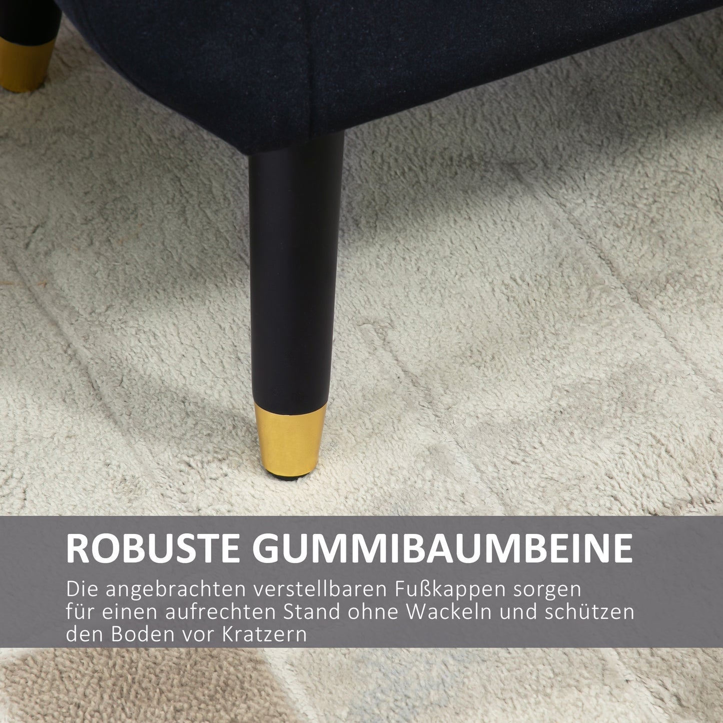 HOMCOM Sitzbank mit Stauraum Armlehnen Polsterbank mit Samtoptik, Sitztruhe mit Holzbeine, Truhenbank für Wohnzimmer Schlafzimmer Flur 107 x 42 x 65 cm, Schwarz