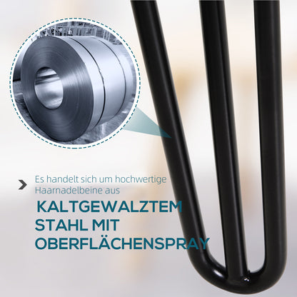 HOMCOM Tischbein-Set, 4 Stahl-Tischbeine, Gabel-Design, 40 kg belastbar, Schwarz
