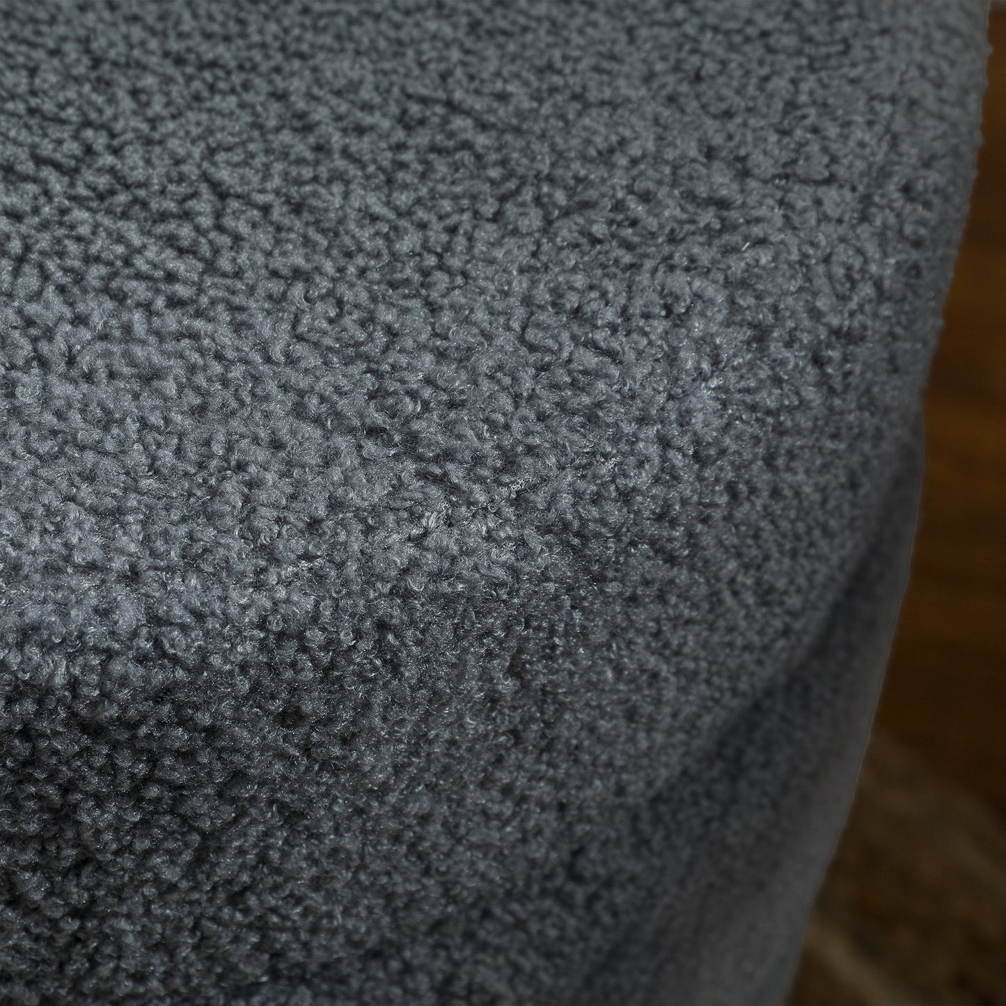 HOMCOM Hocker, rund, Teddyfleece, bis 120kg, Φ40x45H cm, Dunkelgrau