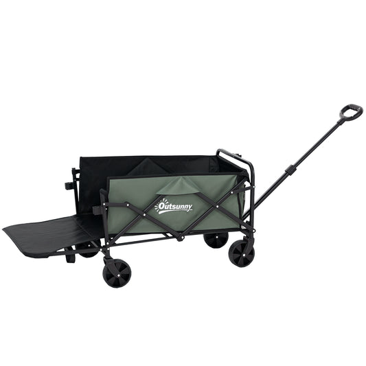 Outsunny Gartenwagen 90 kg belastbar, klappbar Transportwagen mit herausnehmbare Plane, Griff, Rädern 72 Liter Grün