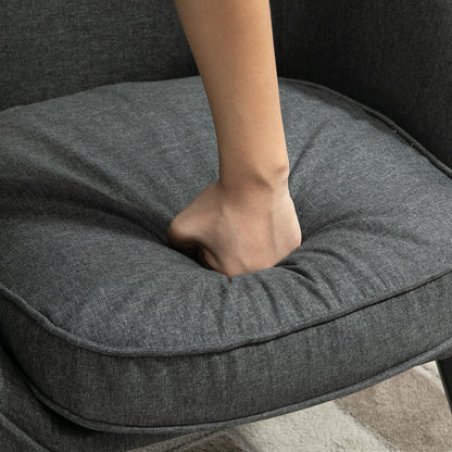 HOMCOM Loungesessel Cocktailsessel bis 150 kg, Leinen-Optik Holz Grau 71 x 65 x 75 cm