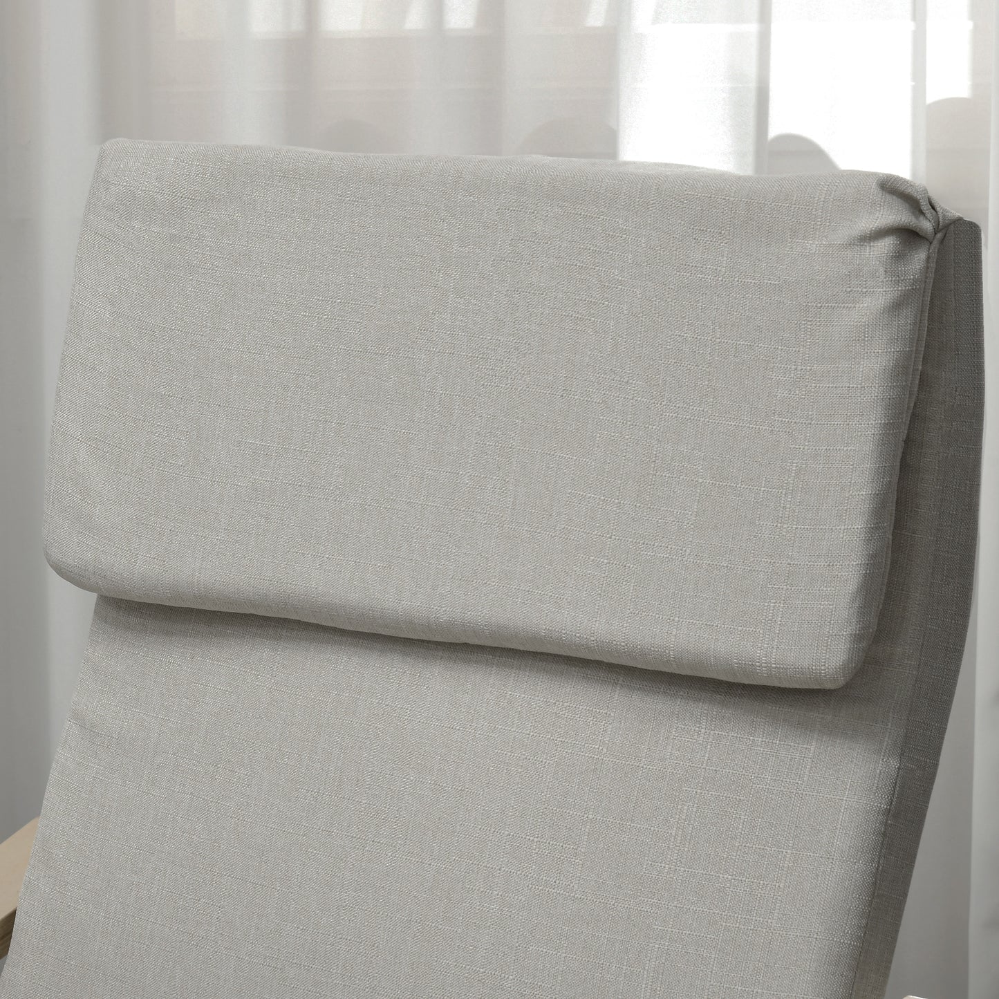 HOMCOM Loungesessel mit Hocker, Bezug in Leinenoptik, Holzrahmen, bis 120 kg, Hellgrau/Natur