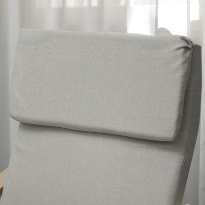 HOMCOM Loungesessel mit Hocker, Bezug in Leinenoptik, Holzrahmen, bis 120 kg, Hellgrau/Natur