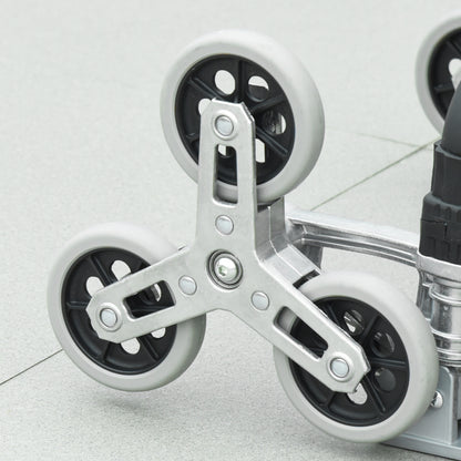 DURHAND Klappbarer Treppensteiger mit 6 Rädern, inkl. Befestigungsgurt, automatische Klappfunktion, Silber + Schwarz