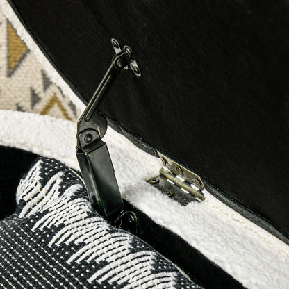 HOMCOM Bettbank, Stauraum, Teddy-Fleece, 116x41x40,5cm, Cremeweiß