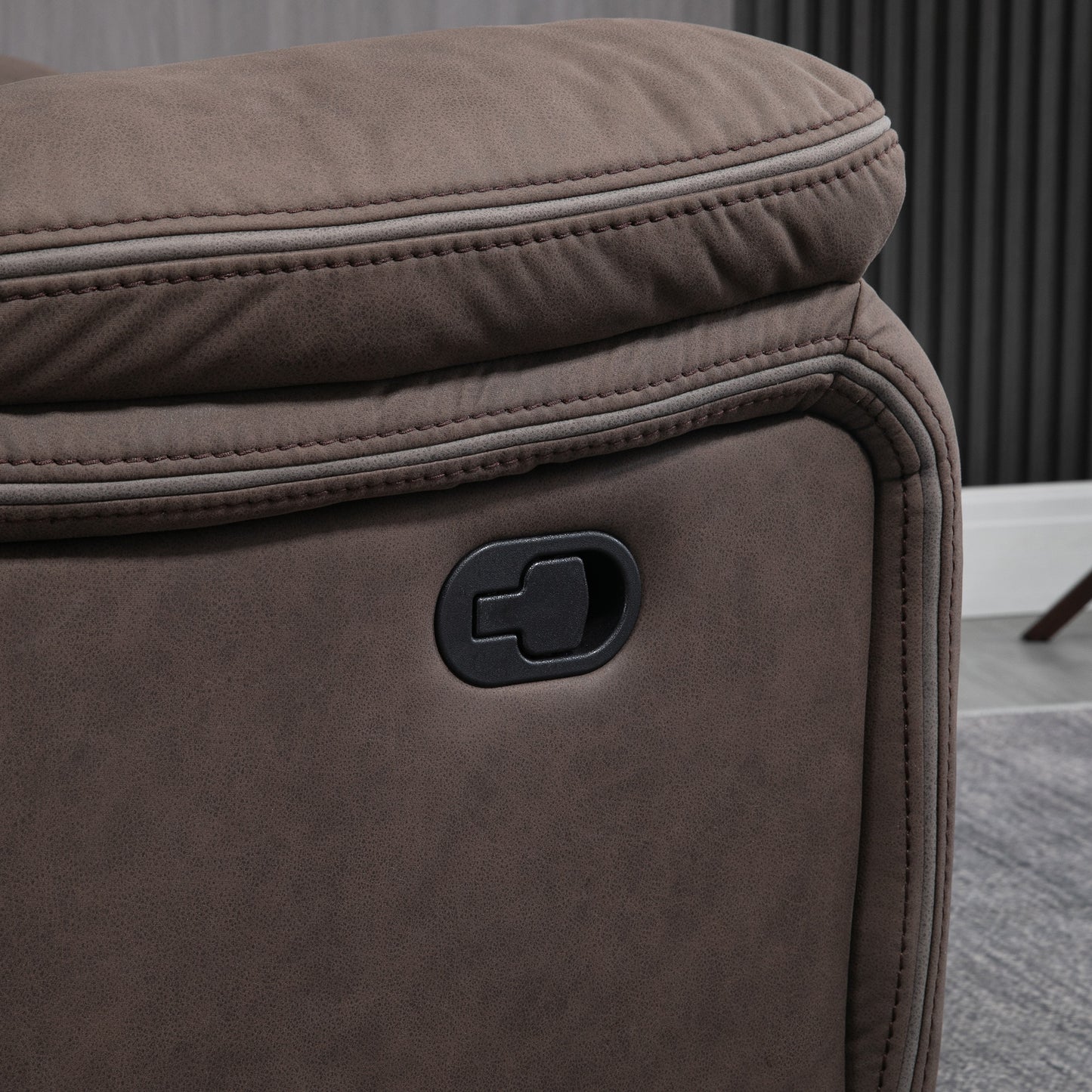 HOMCOM Polstersessel mit Fußstütze, Entspannungssessel zum Zurücklehnen, Mikrofaserbezug in Lederoptik, Metallstruktur, Braun