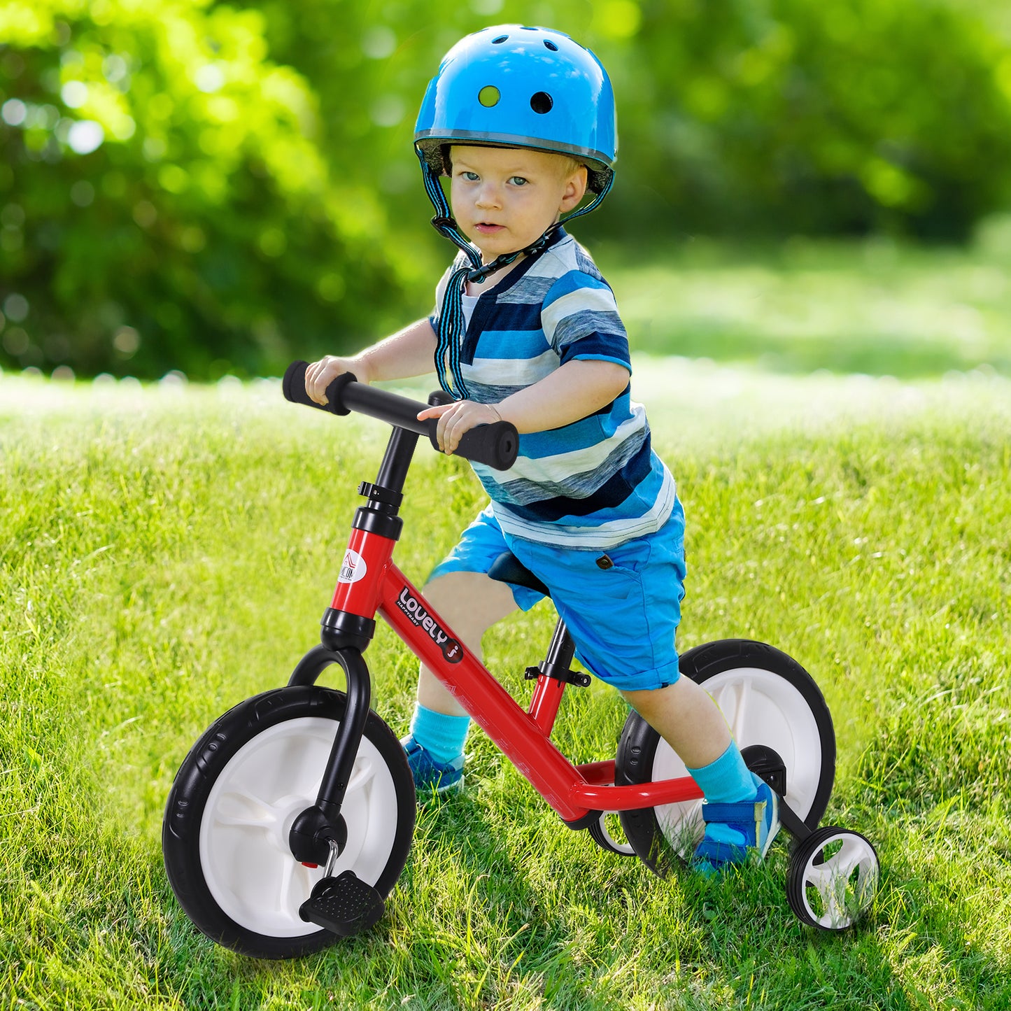 HOMCOM Kinder Laufrad ab 2-5 Jahre Lauflernrad mit Stützrädern, Pedalen, Höhenverstellbarem Sitz, Spielzeug Balance Bike für Kleinkinder Erste Geburtstag Geschenk, Rot