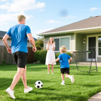 HOMCOM Fußballtor, verstellbar, klappbar, Metallrahmen, 100 x 68-95 cm, Schwarz