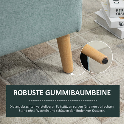 HOMCOM Sitzbank mit Stauraum Polsterbank mit Leinenoptik, Sitztruhe mit Holzbeine, Truhenbank für Wohnzimmer Schlafzimmer Flur 110 x 39 x 45 cm, Hellgrün