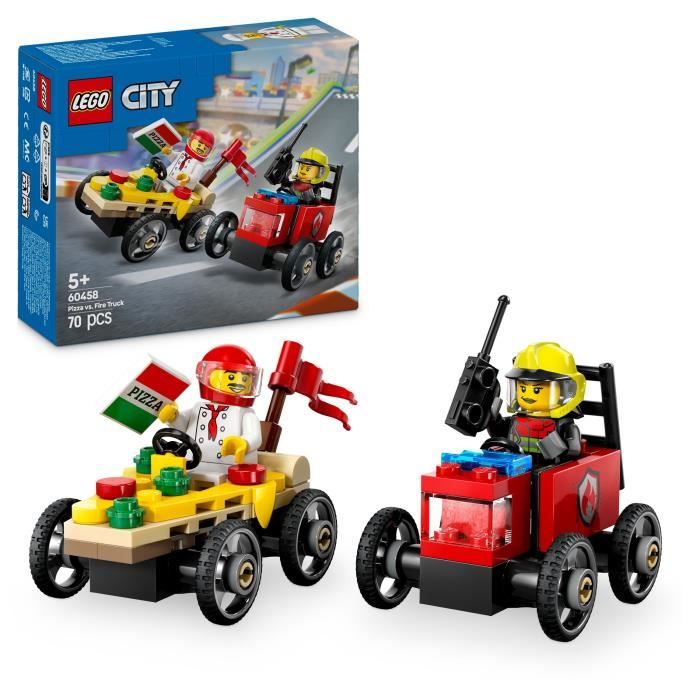 LEGO City 60458 Race Cars Pack: Pizza Truck vs. Fire Truck