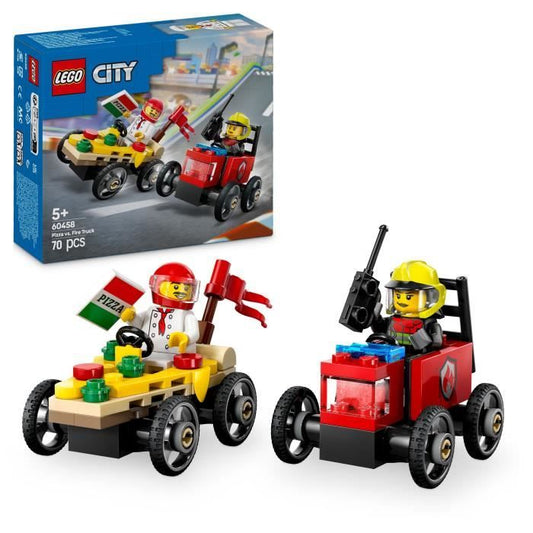 LEGO City 60458 Race Cars Pack: Pizza Truck vs. Fire Truck