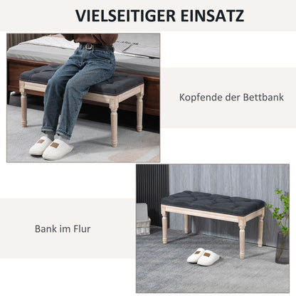 HOMCOM Sitzbank Vintagedesign Vintagebank, Knopfheftung, gedrechselte Beine, Shabby Chic, Dunkelgrau