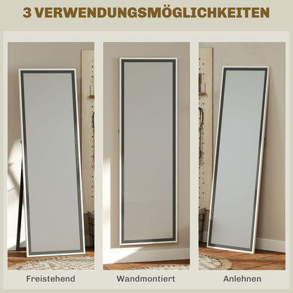 HOMCOM Ganzkörperspiegel, MDF-Rahmen, splitterfreie Folie, 162,6 x 53,3 cm, Grau