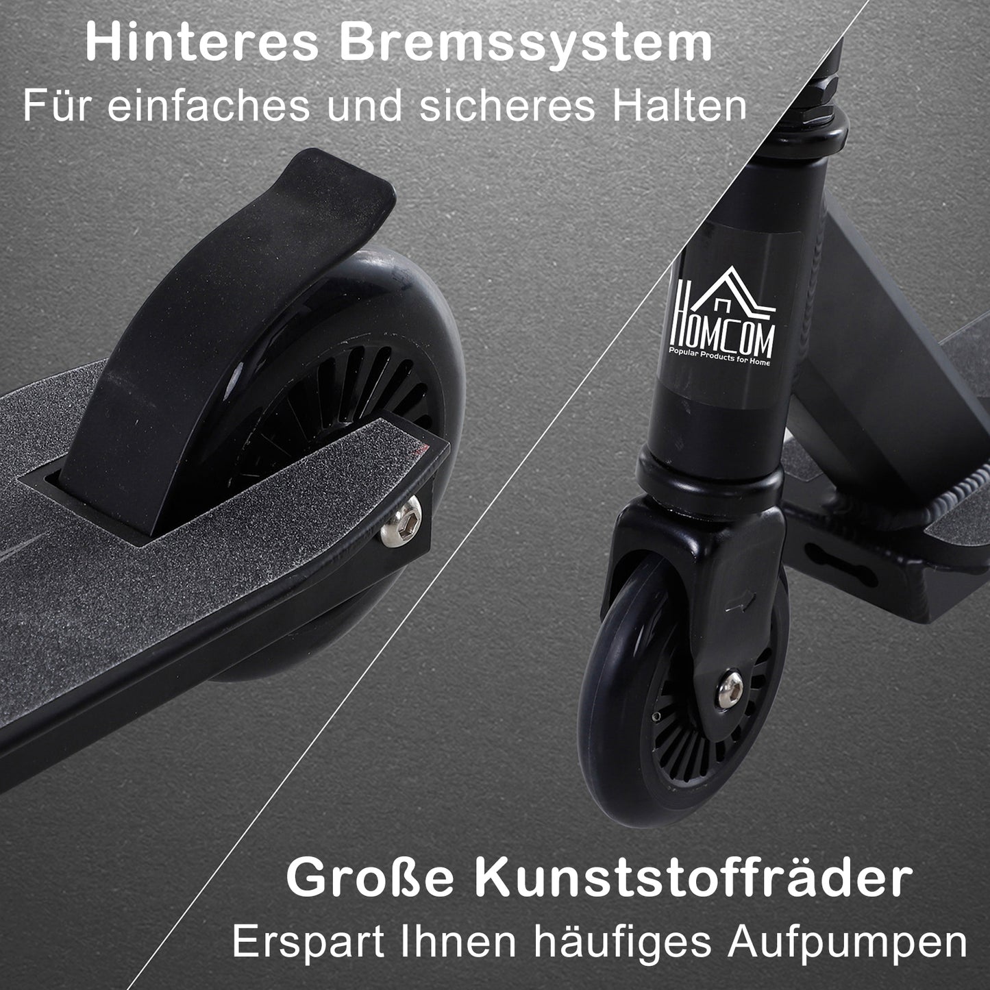 Homcom Pro Stunt Scooter für Kinder & Erwachsene, Freestyle Tretroller, 100mm Kunstleder-Räder, Aluminium Schwarz, für Tricks