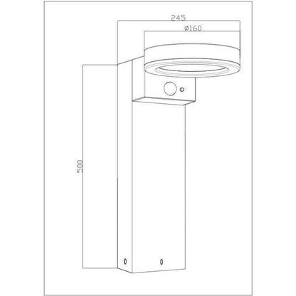 Solar bollard - GALIX - G4590B - Very bright - Stainless steel (Wall light option) with detector - H50 cm - 1000 Lumens