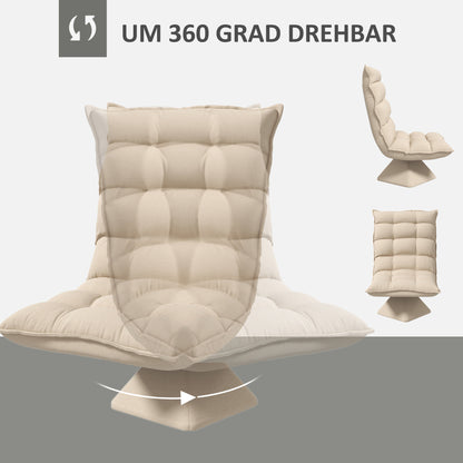 HOMCOM Relaxsessel Lesesessel, drehbar, Leinenoptik, 62 cm x 70 cm x 95 cm, Beige
