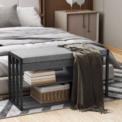 HOMCOM Schuhregal mit Sitzbank, Flurregal für Schuhe, Schuhschrank mit 3-stufigem Design, für Flur, Eingangsbereich, Wohnzimmer, Schlafzimmer, Grau