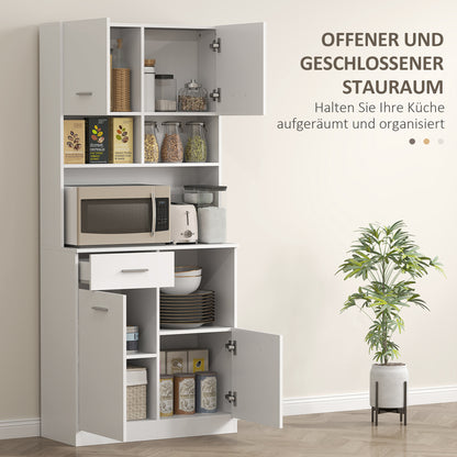 HOMCOM Küchenschrank, Buffet mit Schublade, Soft-Close Türen, 80 x 35 x 180 cm, Weiß