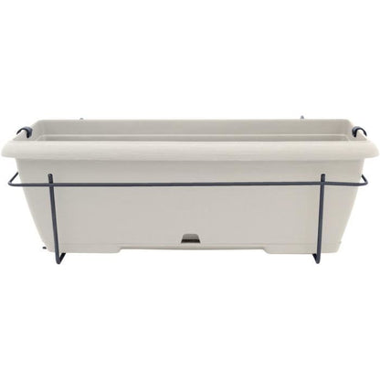 Planter kit with metal stand and integrated tray - GARDEN ID Teramo - White 50 cm - Stone effect - Recycled/recyclable