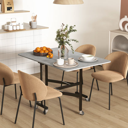 HOMCOM Esstisch für 4-6 Personen, Klapptisch mit Rollen, Stahlgestell, 52,5-120 x 80 x 73 cm, Grau