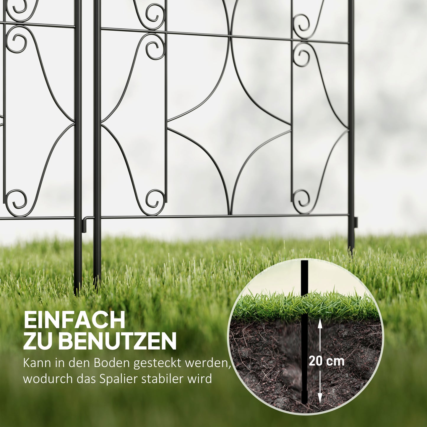 Outsunny Rankgitter Metall 2er Set zum Stecken rostfrei Rankhilfe für Kletterpflanzen 50x150 cm Schwarz