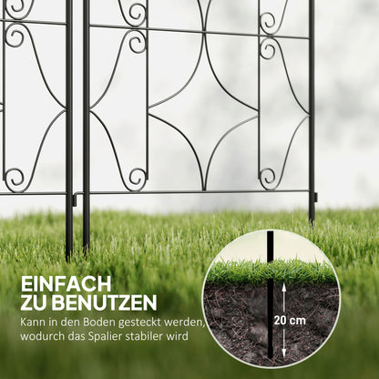 Outsunny Rankgitter Metall 2er Set zum Stecken rostfrei Rankhilfe für Kletterpflanzen 50x150 cm Schwarz