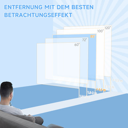 HOMCOM Beamer Leinwand 152 x 152 cm 85 Zoll 1:1 HD 4K Projektionsleinwand für Heimkino Büro-Präsentationen