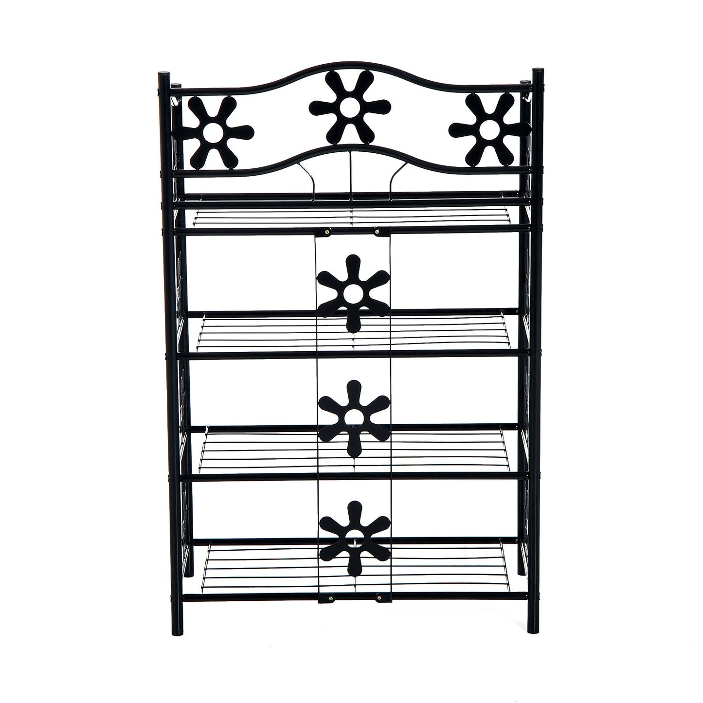 HOMCOM kleines Schuhregal Platzsparend Blumenregal Pflanzentreppe Standregal Ständer 4 Etagen Metall Schwarz 59,5 x 30 x 92 cm