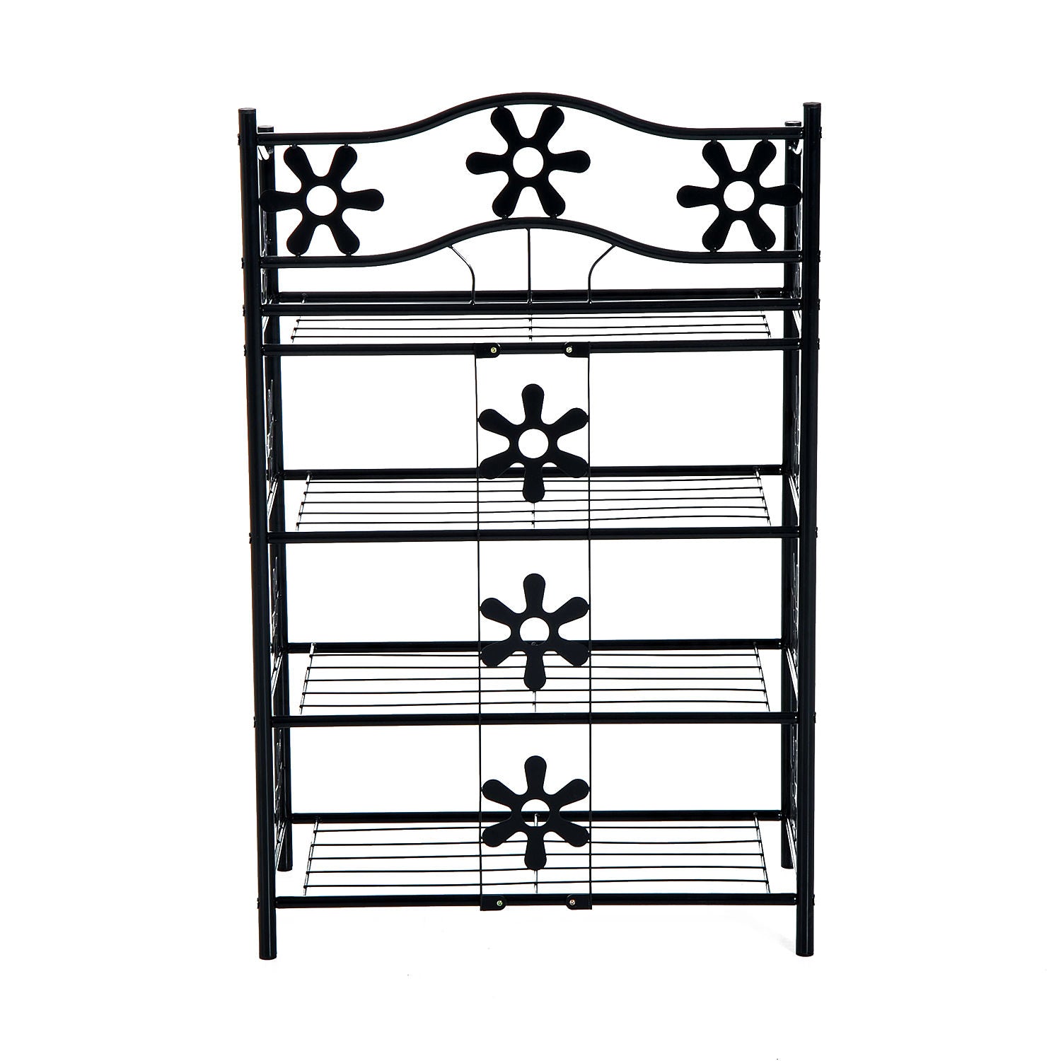 HOMCOM kleines Schuhregal Platzsparend Blumenregal Pflanzentreppe Standregal Ständer 4 Etagen Metall Schwarz 59,5 x 30 x 92 cm