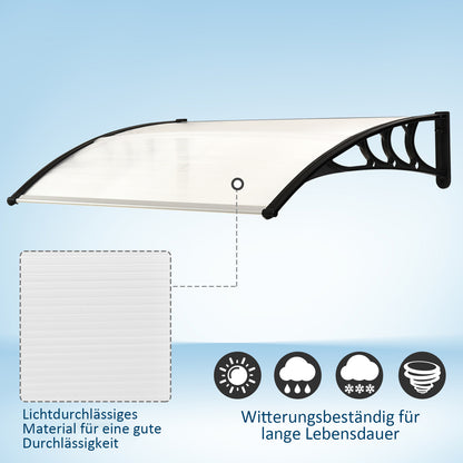 Outsunny Vordach Haustürvordach 75 x 100 cm Pultvordach Überdachung Polycarbonat Weiß