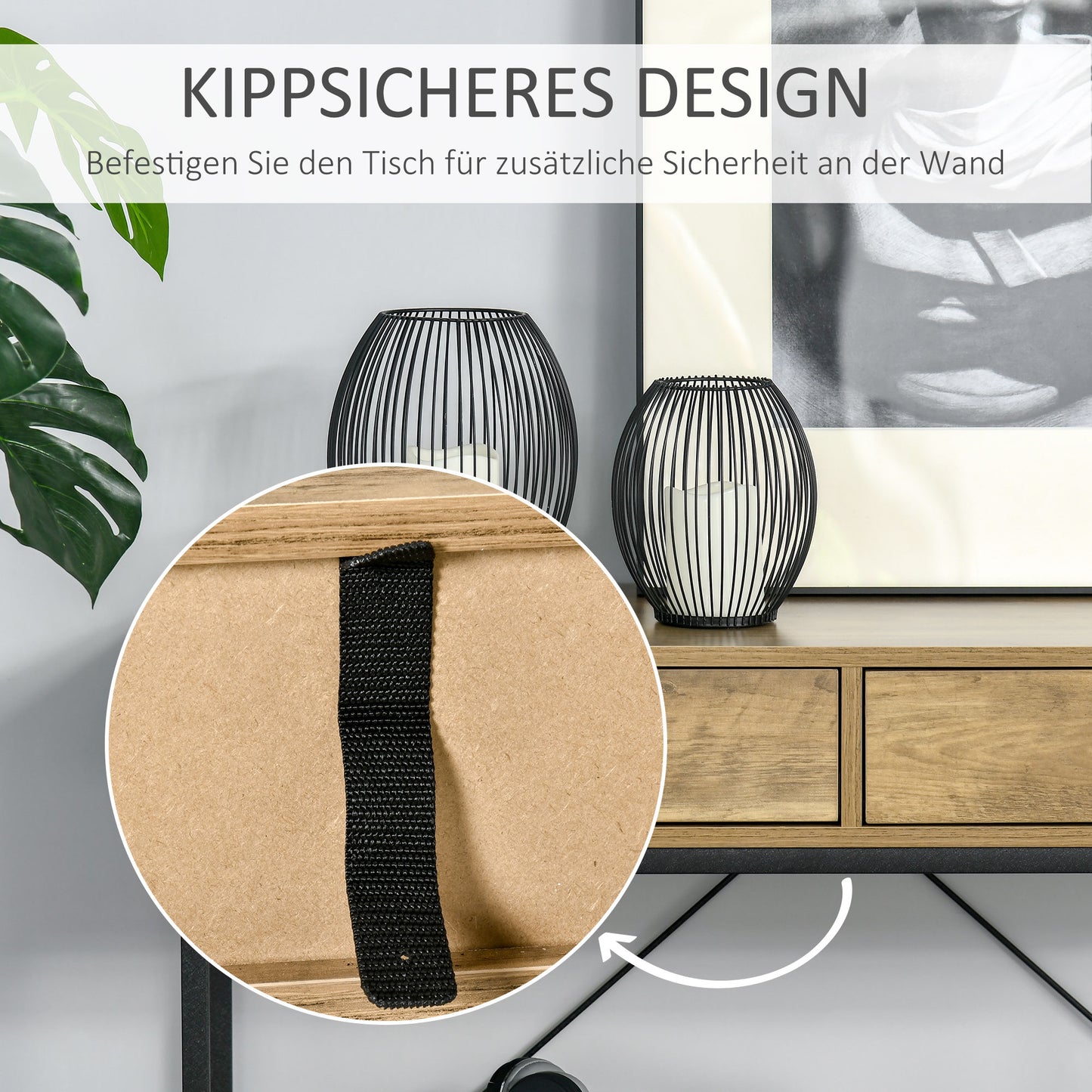 HOMCOM Konsolentisch Flurtisch mit Ablage und 2 Schubladen, 100 x 35 x 76,5 cm Beistelltisch Sofatisch Ausstellungstisch für Kleinen Raum, Eingang, Flur, Wohnzimmer Braun+Schwarz