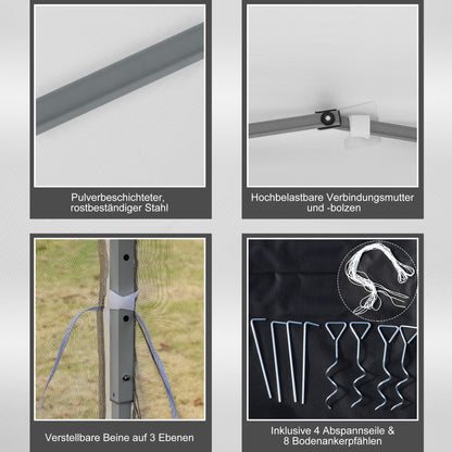 Outsunny Faltpavillon, Faltzelt mit Seitenwänden inkl. Tragetasche, Gartenpavillon, Metall, Oxfordstoff, 3 x 3 m, Cremeweiß